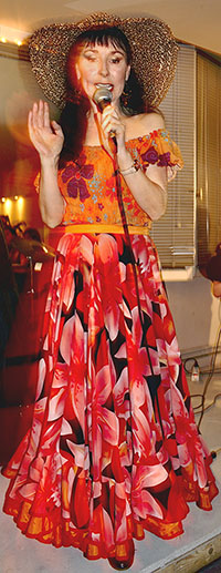 Maria d’Arcy introducing guest performers at the Bloomsday Anniversary, 2009.